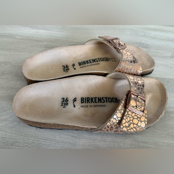 Birkenstock Pink Croc Metallic Slip On Sandal Sz 36 Us 5-5.5 - Picture 6 of 9